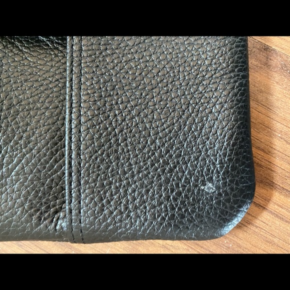 Black Leather Pebbled Lodis Wristlet - Picture 4 of 5